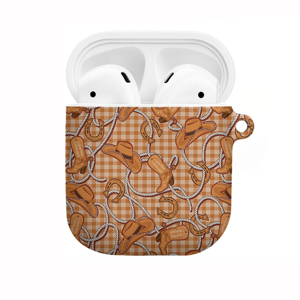 Brown Hawaii Palaka Cowboy AirPods Case Hawaiian Paniolo Festival Spirit