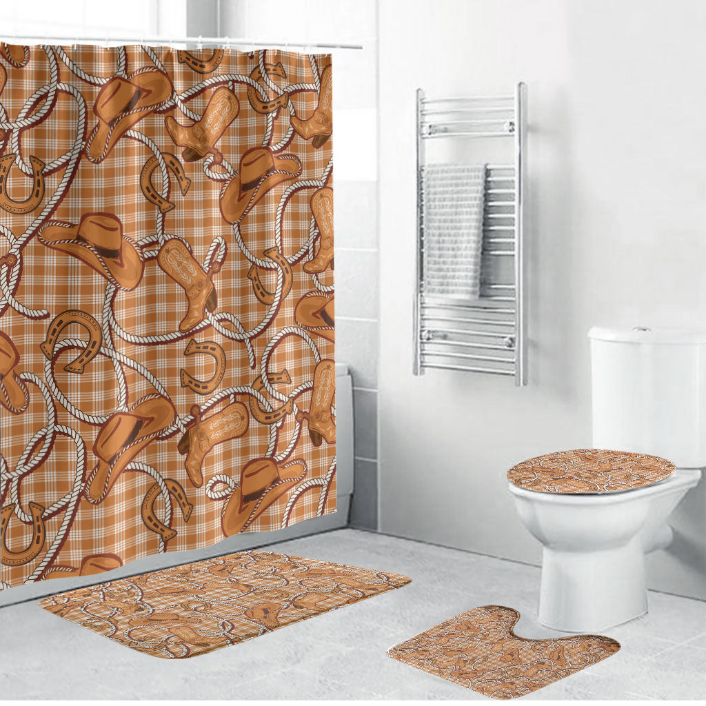 Brown Hawaii Palaka Cowboy Bathroom Set Hawaiian Paniolo Festival Spirit