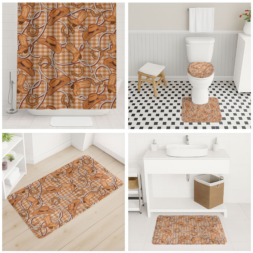 Brown Hawaii Palaka Cowboy Bathroom Set Hawaiian Paniolo Festival Spirit LT19 - Polynesian Pride