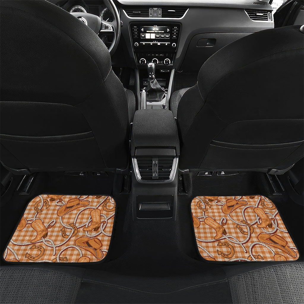 Brown Hawaii Palaka Cowboy Car Mats Hawaiian Paniolo Festival Spirit LT19 Set 2pcs - Back Brown - Polynesian Pride