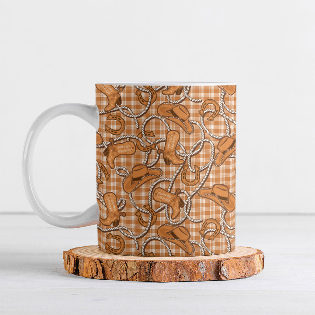 Brown Hawaii Palaka Cowboy Ceramic Mug Hawaiian Paniolo Festival Spirit