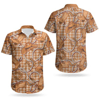 Brown Hawaii Palaka Cowboy Couples Matching Tank Maxi Dress and Hawaiian Shirt Hawaiian Paniolo Festival Spirit LT19 - Polynesian Pride