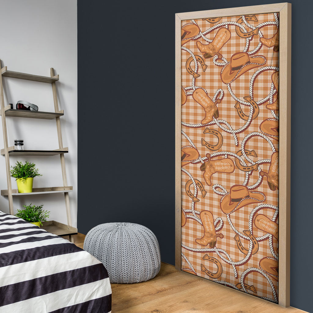 Brown Hawaii Palaka Cowboy Door Cover Hawaiian Paniolo Festival Spirit LT19 - Polynesian Pride