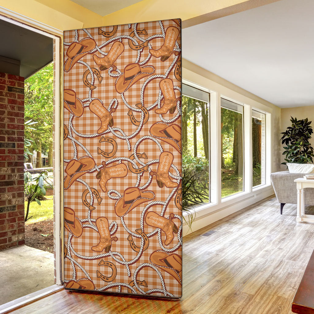 Brown Hawaii Palaka Cowboy Door Cover Hawaiian Paniolo Festival Spirit LT19 - Polynesian Pride
