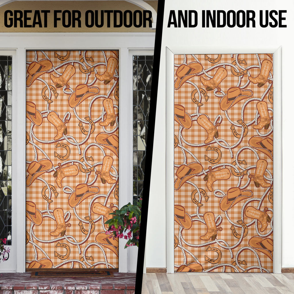 Brown Hawaii Palaka Cowboy Door Cover Hawaiian Paniolo Festival Spirit LT19 - Polynesian Pride