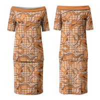 Brown Hawaii Palaka Cowboy Family Matching Puletasi and Hawaiian Shirt Hawaiian Paniolo Festival Spirit LT19 Mom's Dress Brown - Polynesian Pride