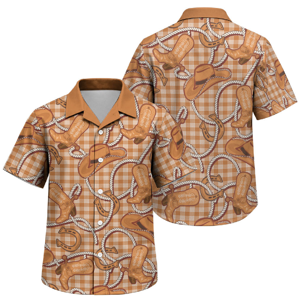 Brown Hawaii Palaka Cowboy Family Matching Puletasi and Hawaiian Shirt Hawaiian Paniolo Festival Spirit LT19 Son's Shirt Brown - Polynesian Pride