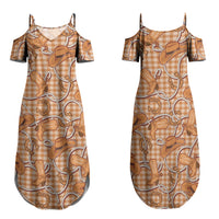 Brown Hawaii Palaka Cowboy Family Matching Summer Maxi Dress and Hawaiian Shirt Hawaiian Paniolo Festival Spirit LT19 Mom's Dress Brown - Polynesian Pride