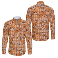 Brown Hawaii Palaka Cowboy Family Matching Tank Maxi Dress and Hawaiian Shirt Hawaiian Paniolo Festival Spirit LT19 Dad's Shirt - Long Sleeve Brown - Polynesian Pride