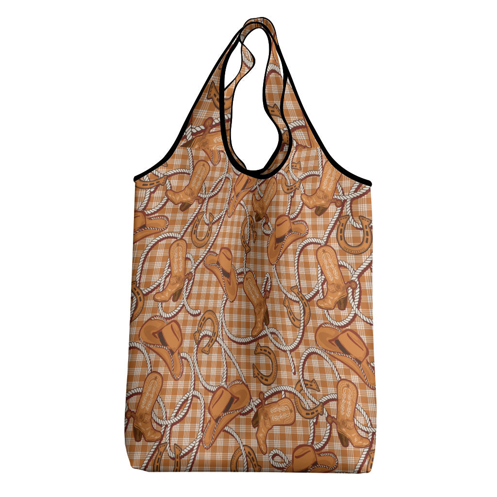 Brown Hawaii Palaka Cowboy Grocery Bag Hawaiian Paniolo Festival Spirit LT19 - Polynesian Pride