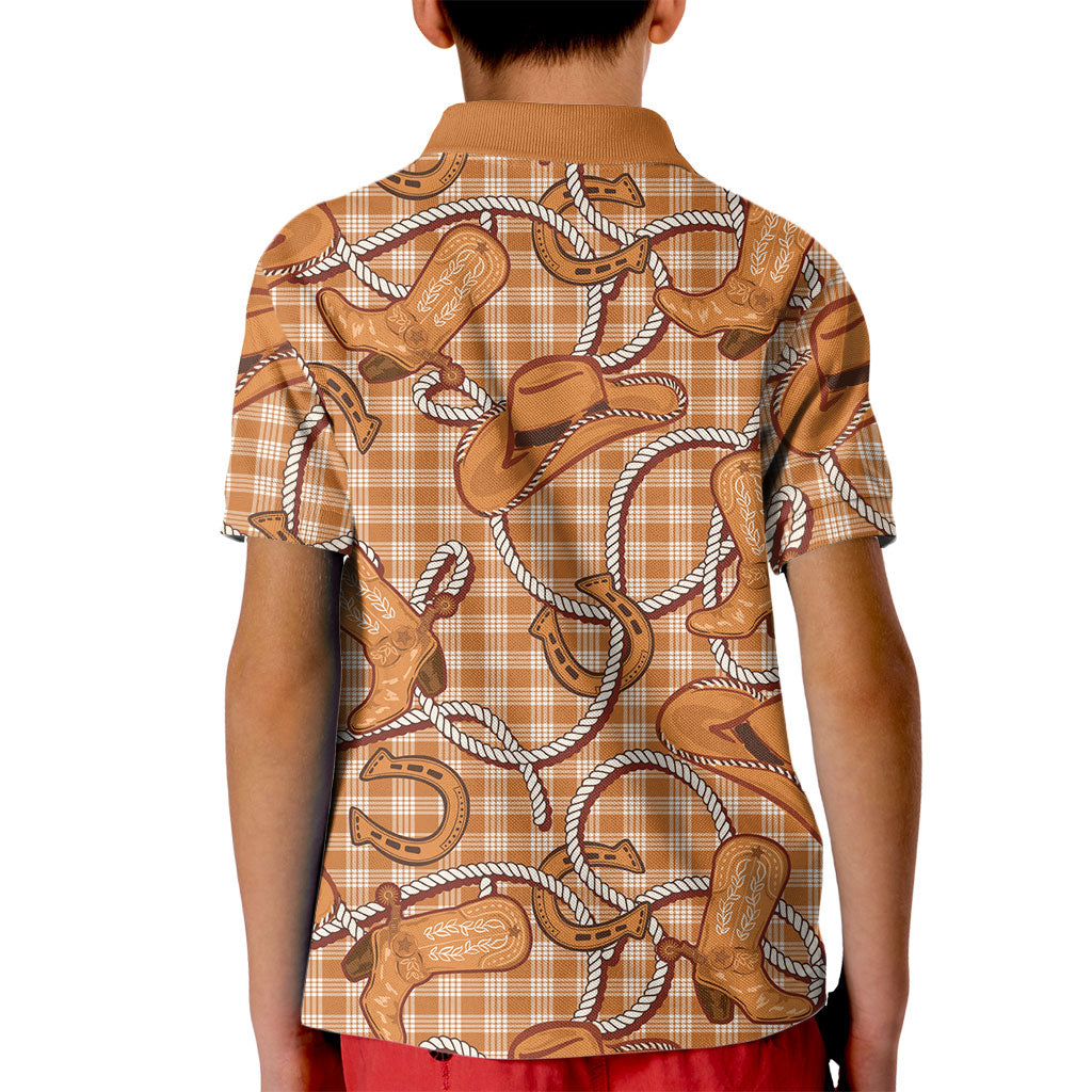 Brown Hawaii Palaka Cowboy Kid Polo Shirt Hawaiian Paniolo Festival Spirit LT19 - Polynesian Pride