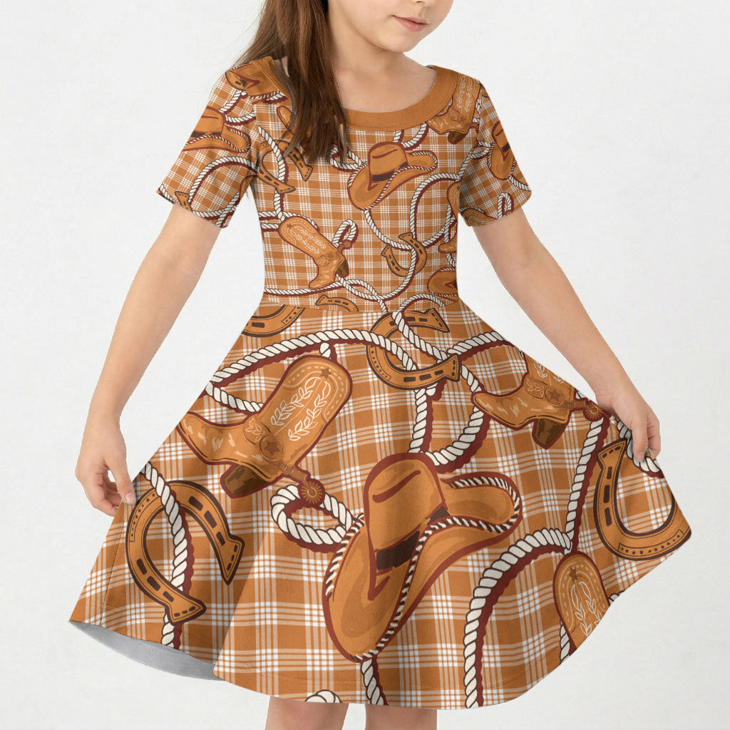 Brown Hawaii Palaka Cowboy Kid Short Sleeve Dress Hawaiian Paniolo Festival Spirit LT19 KID Brown - Polynesian Pride