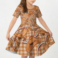 Brown Hawaii Palaka Cowboy Kid Short Sleeve Dress Hawaiian Paniolo Festival Spirit LT19 KID Brown - Polynesian Pride
