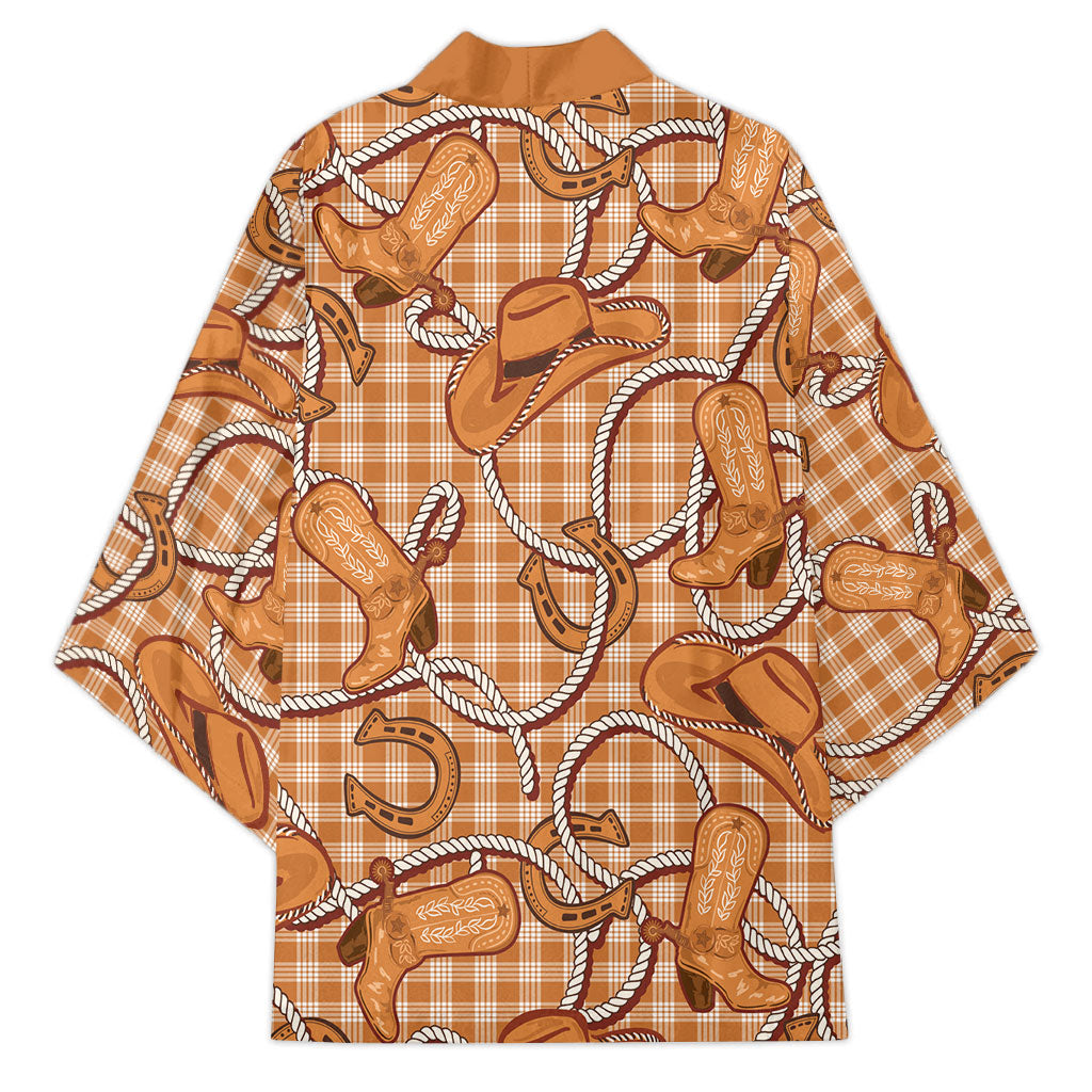 Brown Hawaii Palaka Cowboy Kimono Hawaiian Paniolo Festival Spirit LT19 - Polynesian Pride