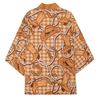 Brown Hawaii Palaka Cowboy Kimono Hawaiian Paniolo Festival Spirit LT19 - Polynesian Pride
