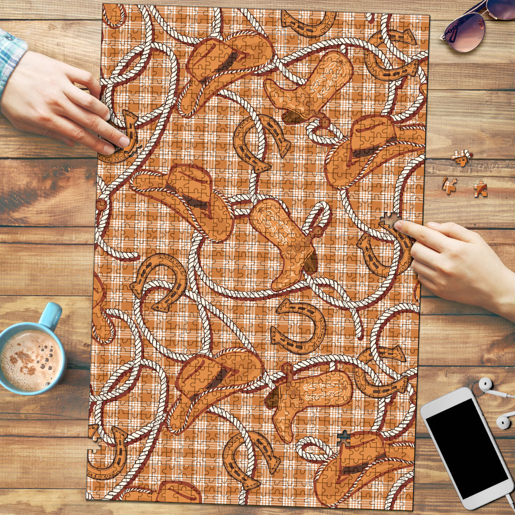 Brown Hawaii Palaka Cowboy Puzzle Hawaiian Paniolo Festival Spirit LT19 Brown - Polynesian Pride