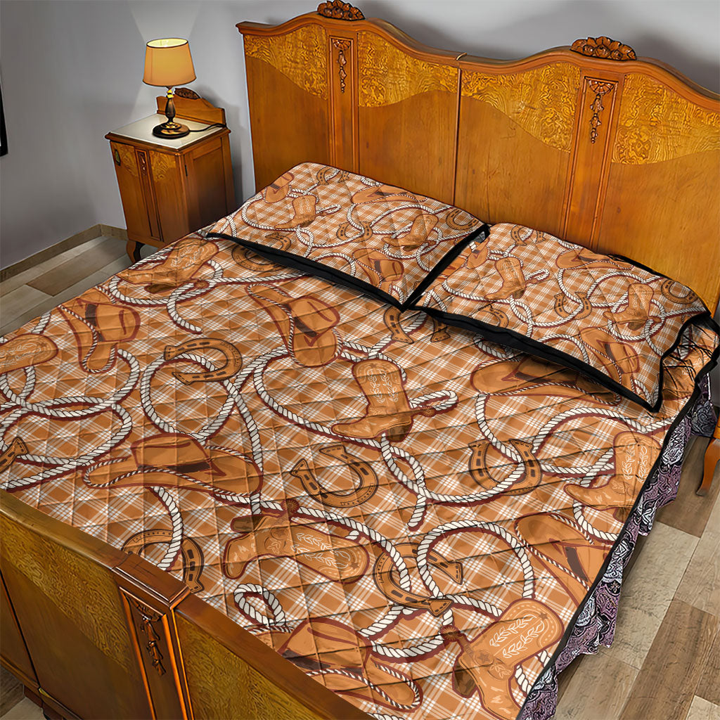 Brown Hawaii Palaka Cowboy Quilt Bed Set Hawaiian Paniolo Festival Spirit LT19 - Polynesian Pride