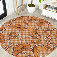 Brown Hawaii Palaka Cowboy Round Carpet Hawaiian Paniolo Festival Spirit LT19 Brown - Polynesian Pride