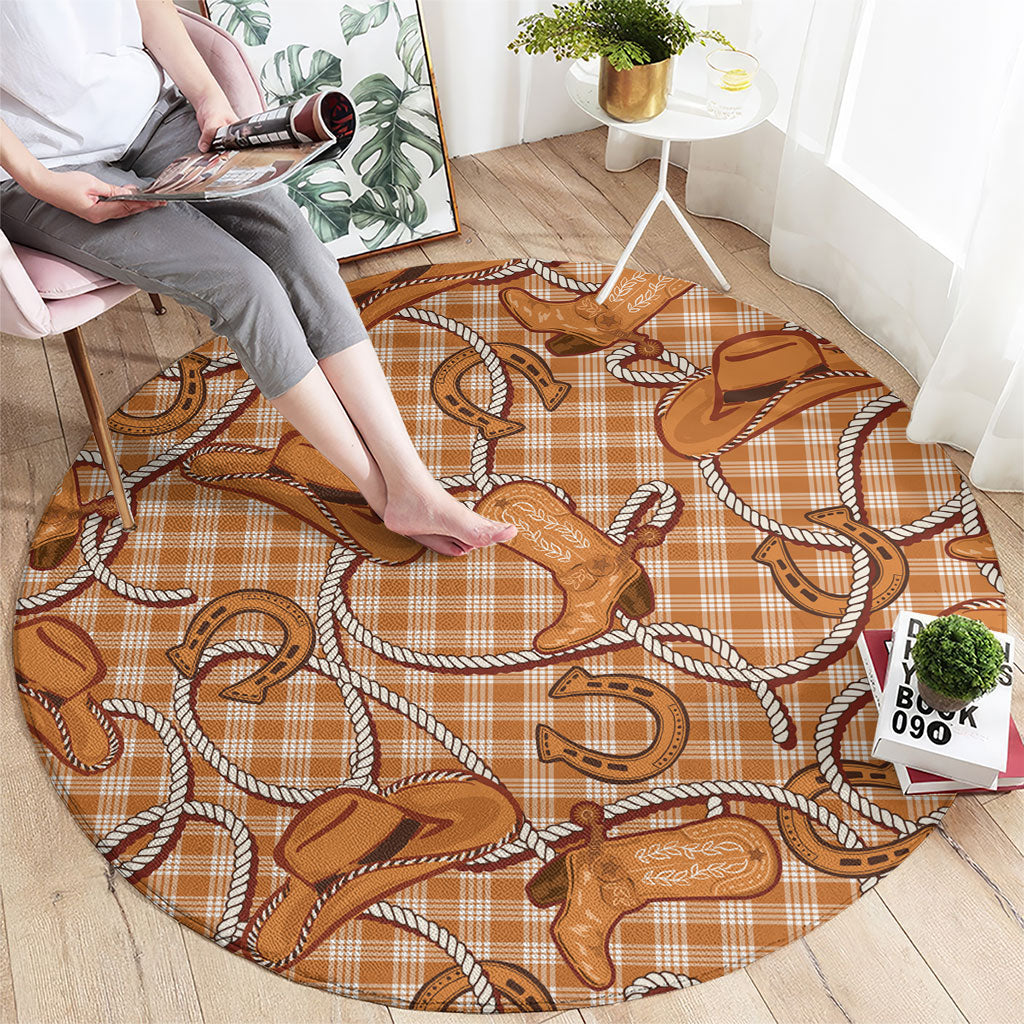 Brown Hawaii Palaka Cowboy Round Carpet Hawaiian Paniolo Festival Spirit LT19 - Polynesian Pride