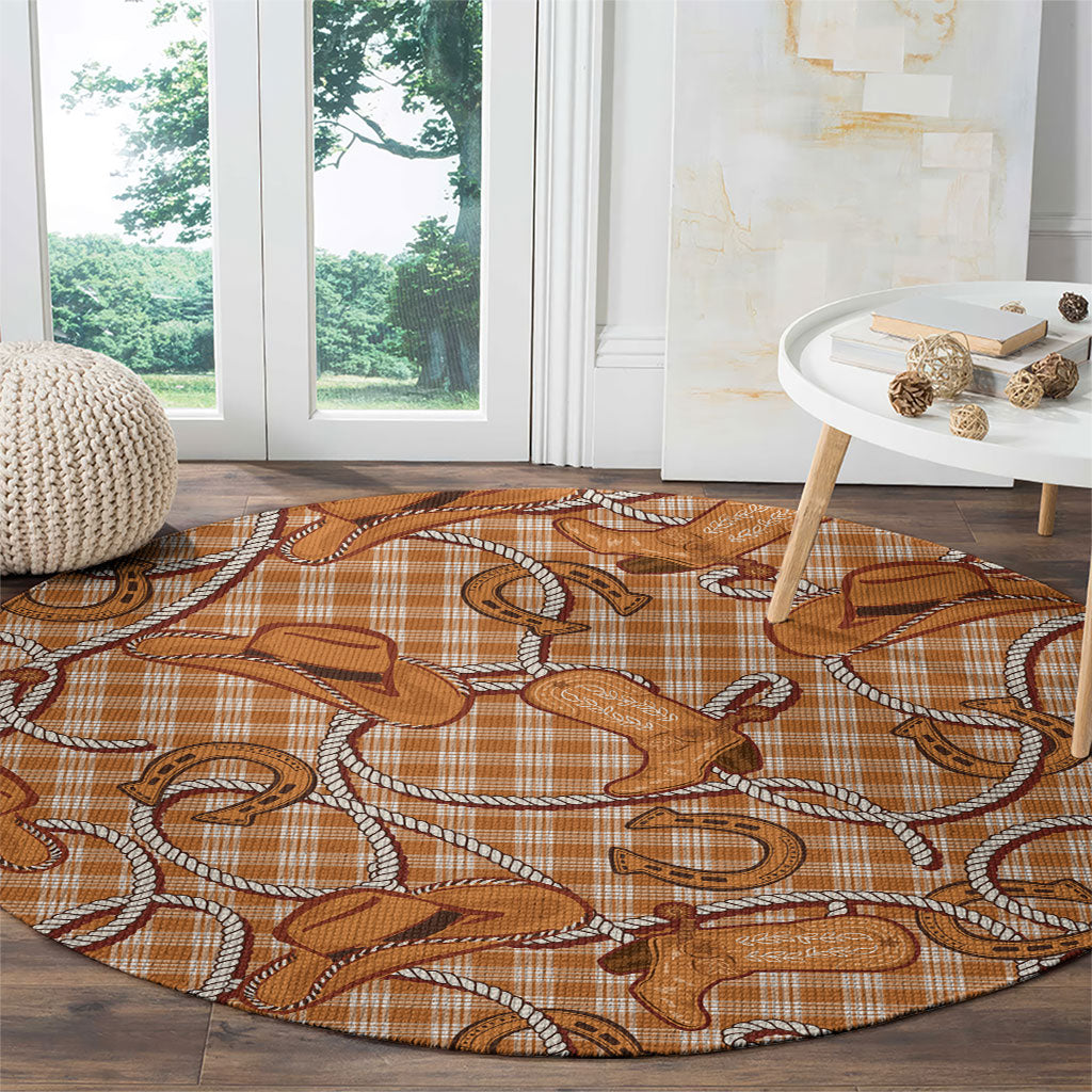 Brown Hawaii Palaka Cowboy Round Carpet Hawaiian Paniolo Festival Spirit LT19 - Polynesian Pride