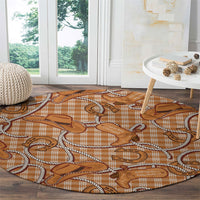Brown Hawaii Palaka Cowboy Round Carpet Hawaiian Paniolo Festival Spirit LT19 - Polynesian Pride