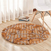 Brown Hawaii Palaka Cowboy Round Carpet Hawaiian Paniolo Festival Spirit LT19 - Polynesian Pride