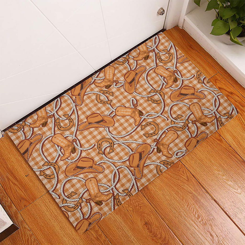 Brown Hawaii Palaka Cowboy Rubber Doormat Hawaiian Paniolo Festival Spirit LT19 - Polynesian Pride
