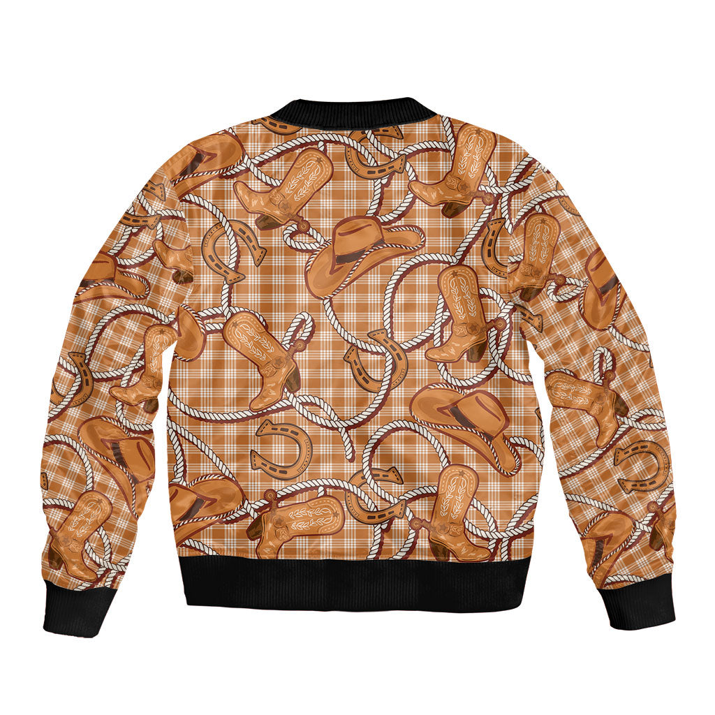 Brown Hawaii Palaka Cowboy Sleeve Zip Bomber Jacket Hawaiian Paniolo Festival Spirit LT19 - Polynesian Pride