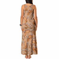 Brown Hawaii Palaka Cowboy Tank Maxi Dress Hawaiian Paniolo Festival Spirit LT19 - Polynesian Pride