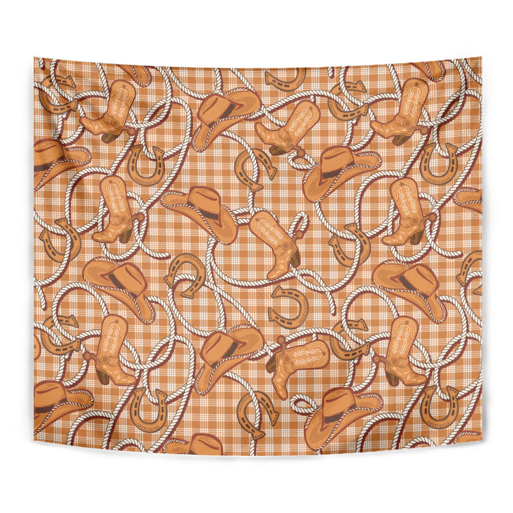 Brown Hawaii Palaka Cowboy Tapestry Hawaiian Paniolo Festival Spirit LT19 - Polynesian Pride
