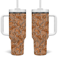 Brown Hawaii Palaka Cowboy Tumbler With Handle Hawaiian Paniolo Festival Spirit LT19 One Size: 40 oz Brown - Polynesian Pride
