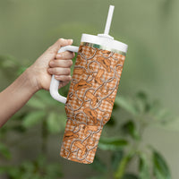 Brown Hawaii Palaka Cowboy Tumbler With Handle Hawaiian Paniolo Festival Spirit LT19 - Polynesian Pride