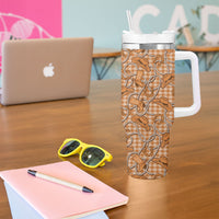 Brown Hawaii Palaka Cowboy Tumbler With Handle Hawaiian Paniolo Festival Spirit LT19 - Polynesian Pride