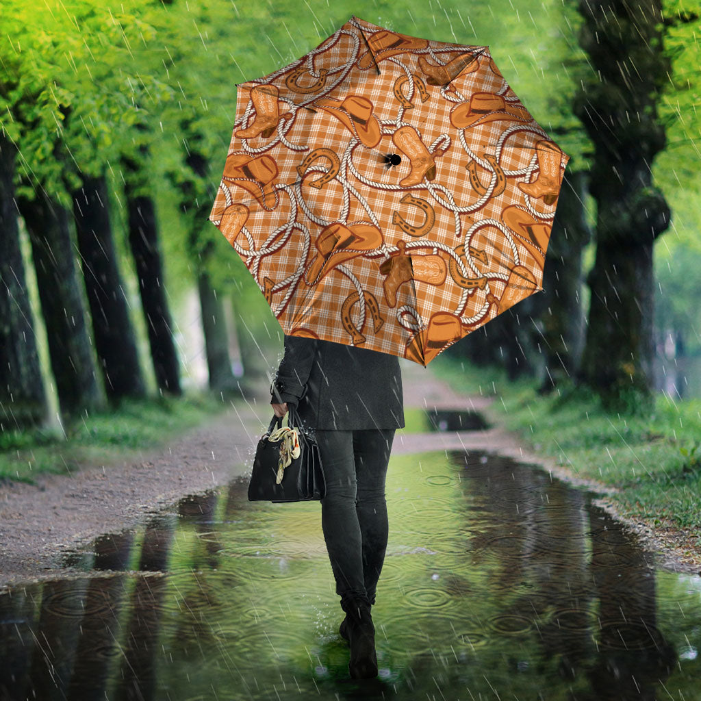 Brown Hawaii Palaka Cowboy Umbrella Hawaiian Paniolo Festival Spirit LT19 - Polynesian Pride