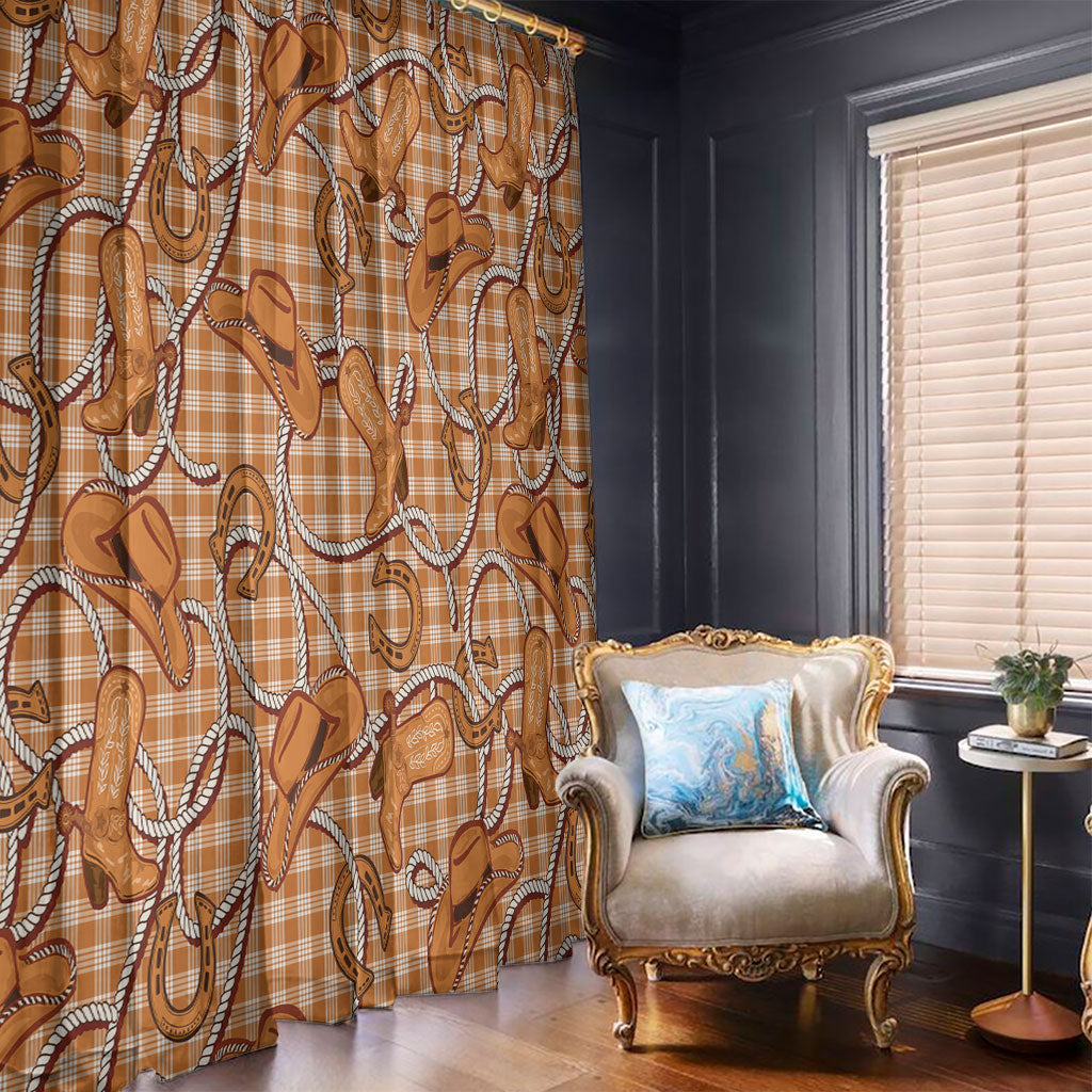 Brown Hawaii Palaka Cowboy Window Curtain Hawaiian Paniolo Festival Spirit LT19 - Polynesian Pride