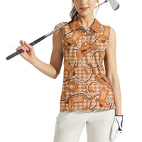 Brown Hawaii Palaka Cowboy Women Sleeveless Polo Shirt Hawaiian Paniolo Festival Spirit LT19 - Polynesian Pride