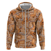 Brown Hawaii Palaka Cowboy Zip Hoodie Hawaiian Paniolo Festival Spirit LT19 Zip Hoodie Brown - Polynesian Pride