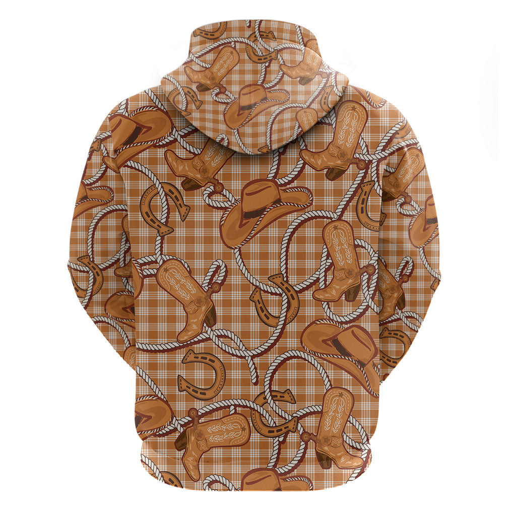 Brown Hawaii Palaka Cowboy Zip Hoodie Hawaiian Paniolo Festival Spirit LT19 - Polynesian Pride