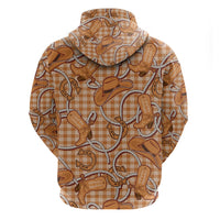 Brown Hawaii Palaka Cowboy Zip Hoodie Hawaiian Paniolo Festival Spirit LT19 - Polynesian Pride
