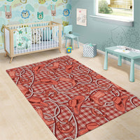 Red Hawaii Palaka Cowboy Area Rug Hawaiian Paniolo Festival Spirit LT19 - Polynesian Pride