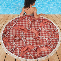 Red Hawaii Palaka Cowboy Beach Blanket Hawaiian Paniolo Festival Spirit LT19 - Polynesian Pride