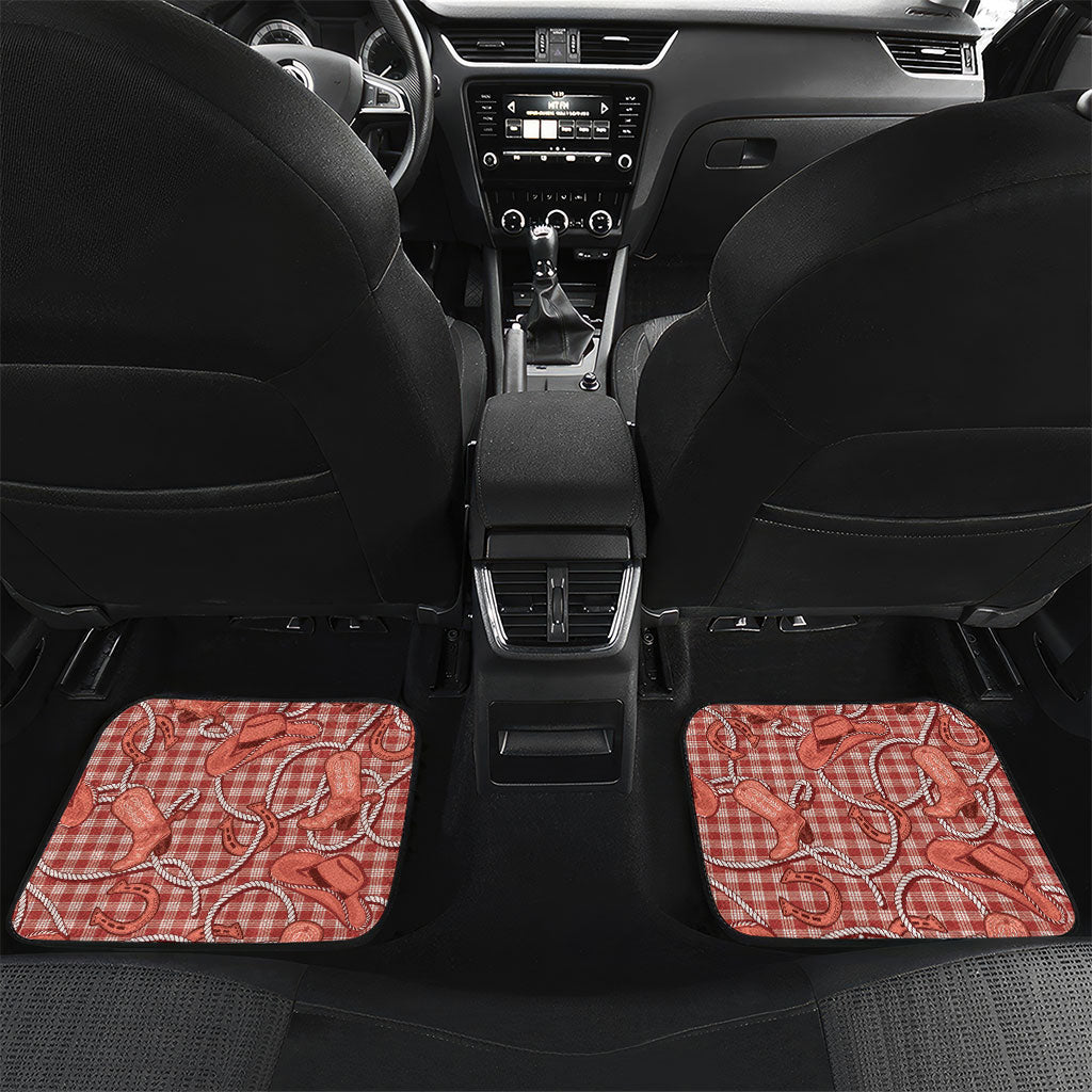 Red Hawaii Palaka Cowboy Car Mats Hawaiian Paniolo Festival Spirit LT19 Set 2pcs - Back Red - Polynesian Pride