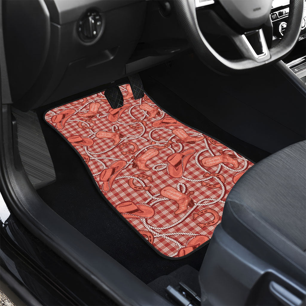 Red Hawaii Palaka Cowboy Car Mats Hawaiian Paniolo Festival Spirit LT19 - Polynesian Pride