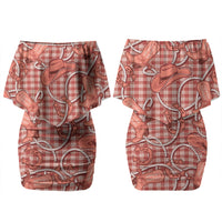 Red Hawaii Palaka Cowboy Couples Matching Off Shoulder Short Dress and Hawaiian Shirt Hawaiian Paniolo Festival Spirit LT19 - Polynesian Pride