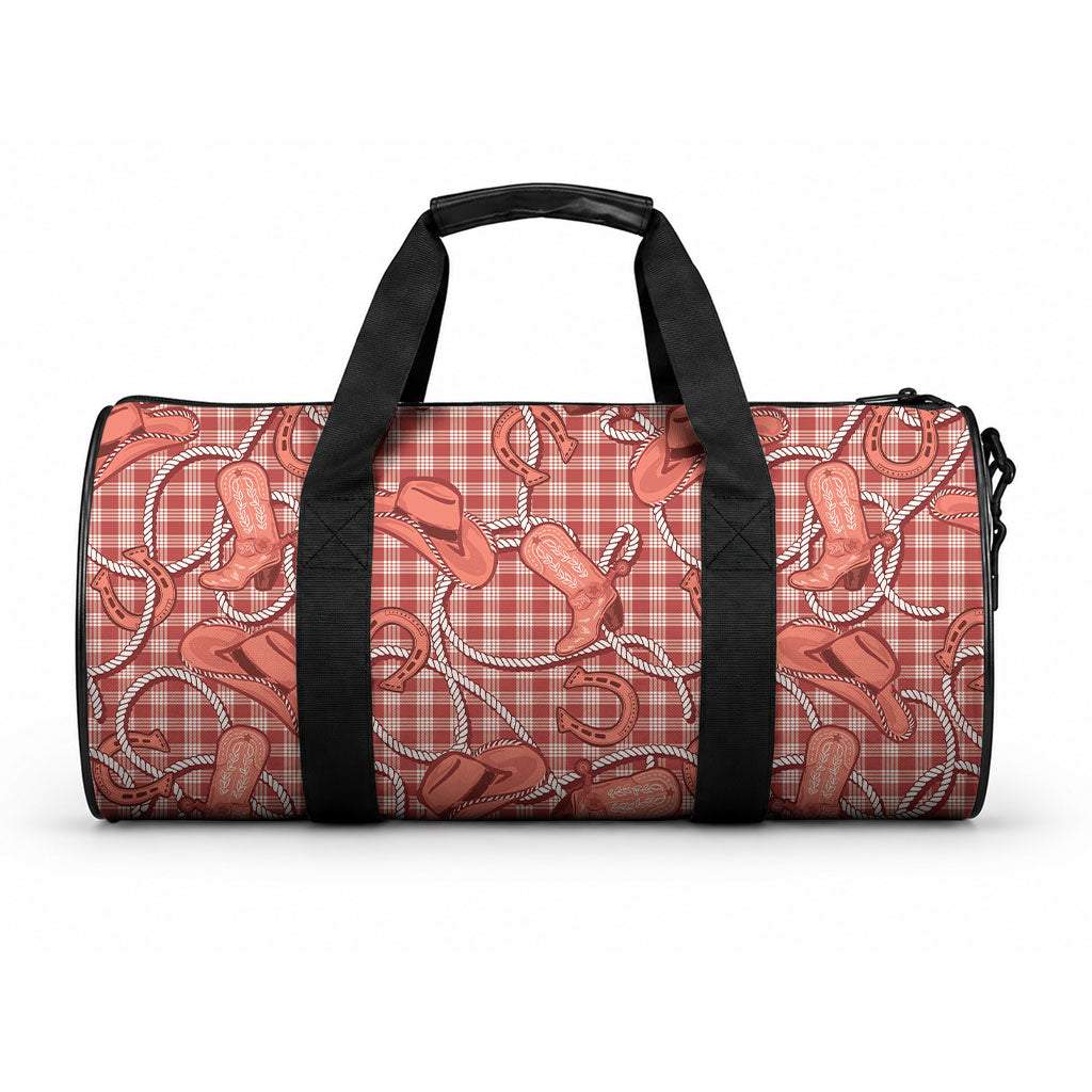 Red Hawaii Palaka Cowboy Duffle Bag Hawaiian Paniolo Festival Spirit LT19 One size Red - Polynesian Pride