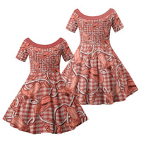 Red Hawaii Palaka Cowboy Family Matching Off Shoulder Maxi Dress and Hawaiian Shirt Hawaiian Paniolo Festival Spirit LT19 Daughter's Dress Red - Polynesian Pride