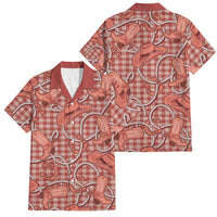 Red Hawaii Palaka Cowboy Family Matching Summer Maxi Dress and Hawaiian Shirt Hawaiian Paniolo Festival Spirit LT19 Dad's Shirt - Short Sleeve Red - Polynesian Pride