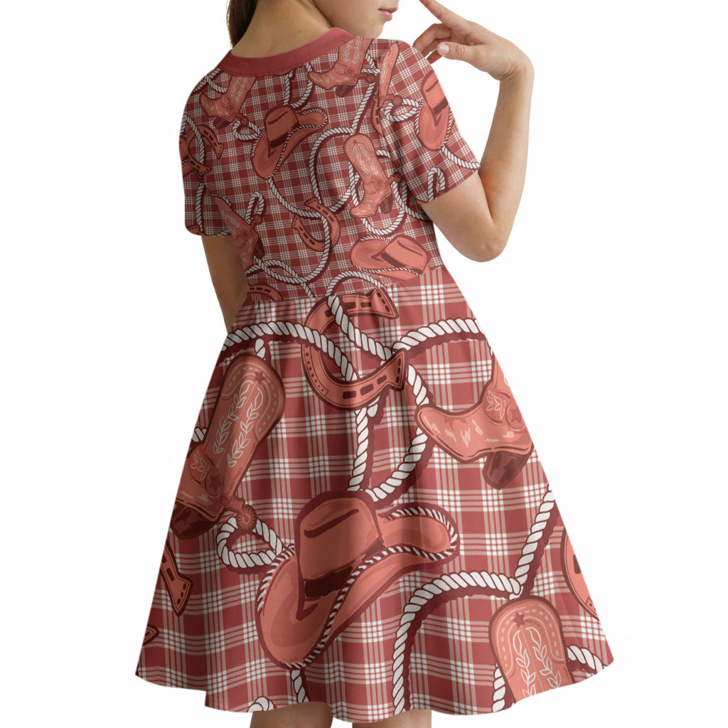 Red Hawaii Palaka Cowboy Kid Short Sleeve Dress Hawaiian Paniolo Festival Spirit LT19 - Polynesian Pride