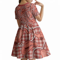Red Hawaii Palaka Cowboy Kid Short Sleeve Dress Hawaiian Paniolo Festival Spirit LT19 - Polynesian Pride