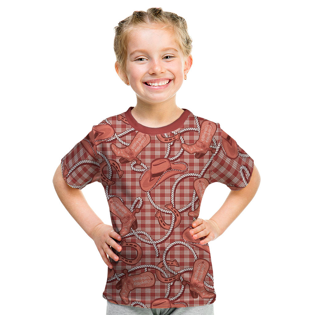 Red Hawaii Palaka Cowboy Kid T Shirt Hawaiian Paniolo Festival Spirit LT19 Red - Polynesian Pride